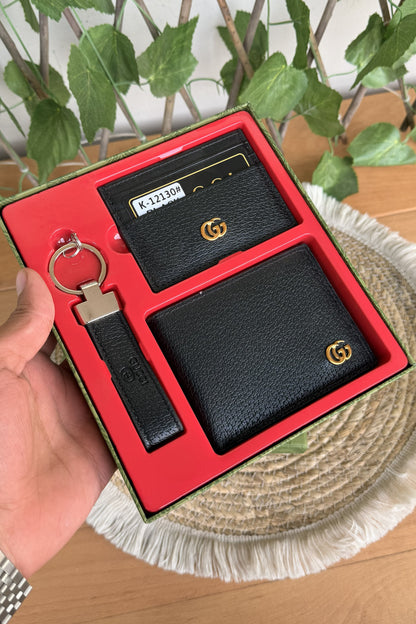 Gucci Black Set (wallet + Card Holder + Key Chain)