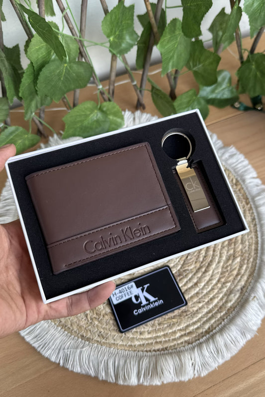 CK Brown Set (Wallet And Keychain)