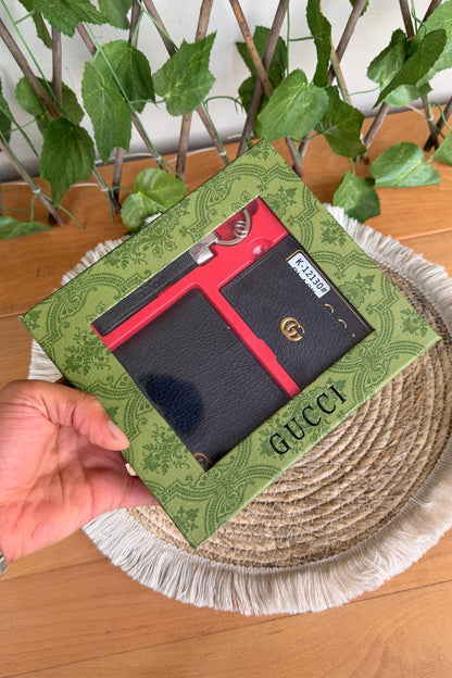 Gucci Black Set (wallet + Card Holder + Key Chain)
